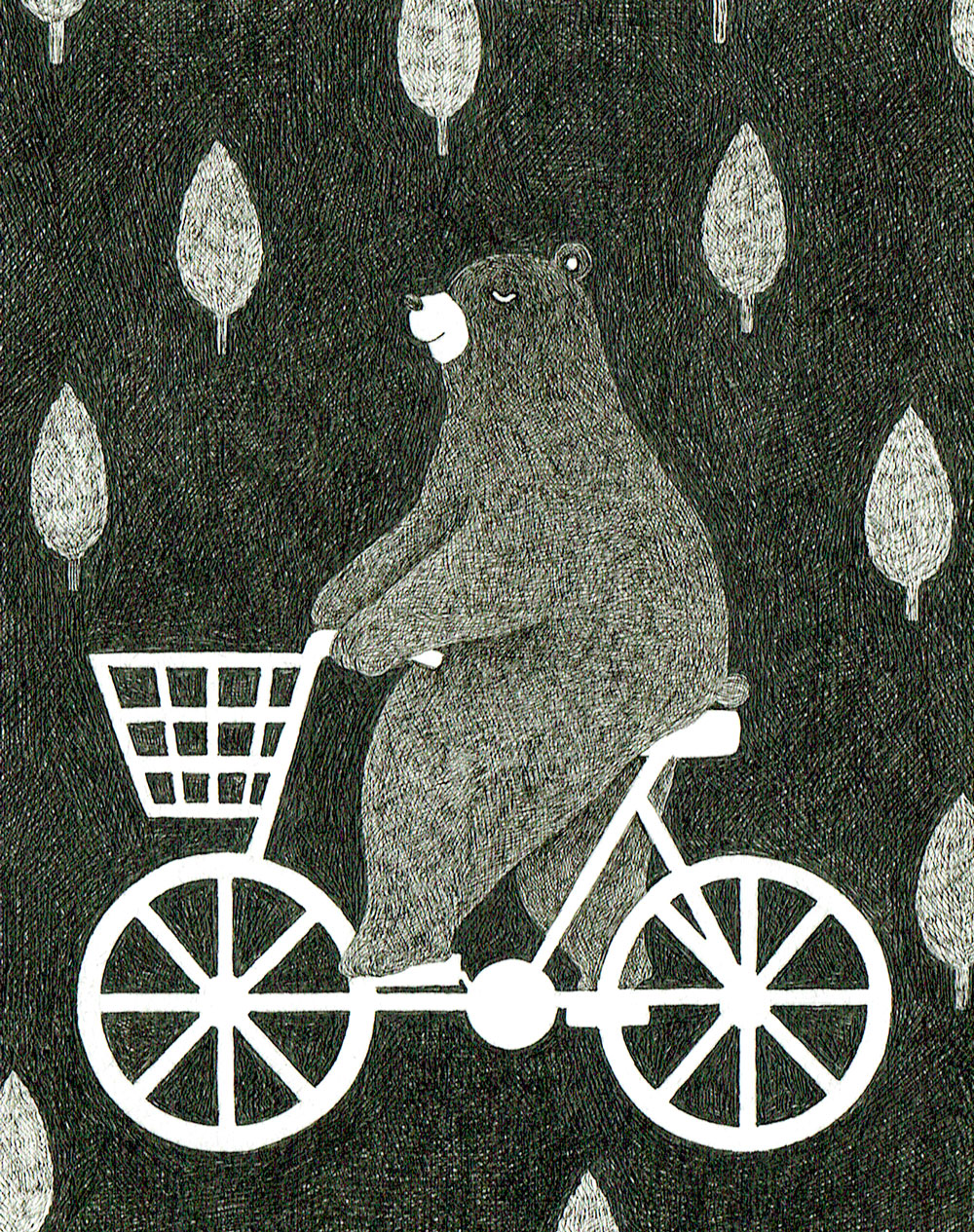 自転車にのったくまイラスト（近藤瞳）